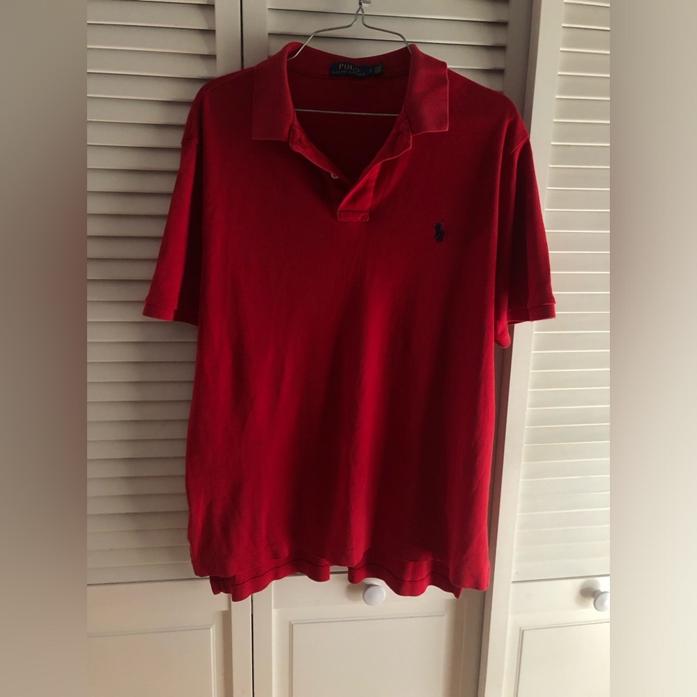 Polo by Ralph Lauren Men's Red Short-Sleeve Polo with Navy Pony